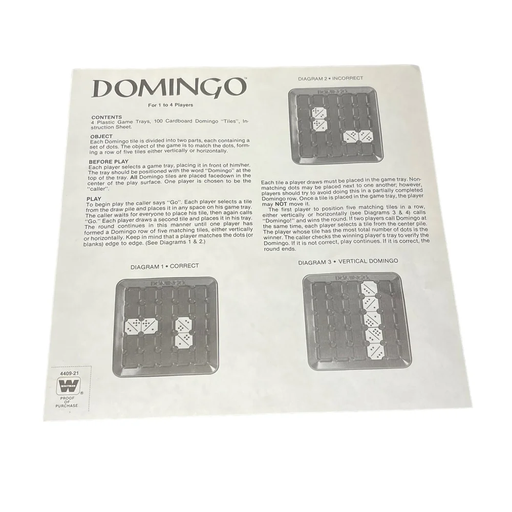 80’s Vintage Domingo Board Game Whitman Dominoes‎ Bingo 1-4 Players Complete EUC
